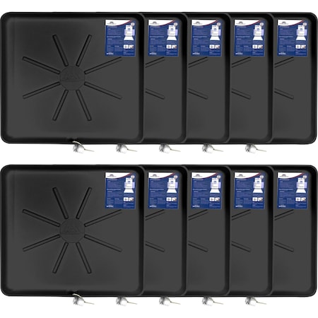 American Built Pro Washing Machine Pan, 30 in x 28 in Plastic Black Predrilled wDrain Hose Adapter, 10PK WMSP-BDrl P10